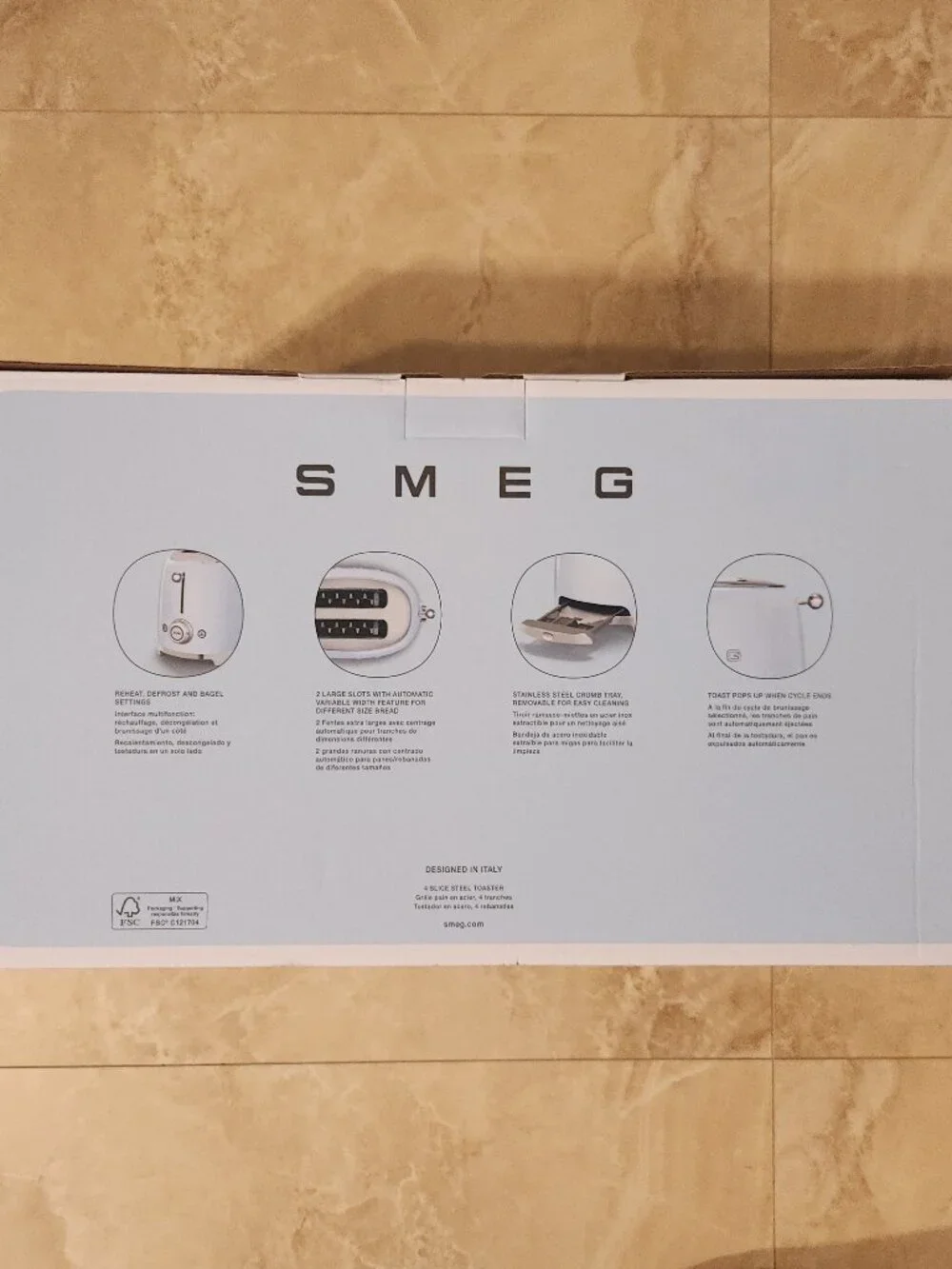 SMEG 50's Retro 4 Slice Steel Toaster, Red, TFS02RDUS Brand New